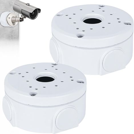 Lot de 2 boîtes de jonction pour caméra de surveillance hémisphérique, boîte cachée, support de webcam, caméra bullet et panneau solaire, installation intérieure et extérieure, plastique (1/5)