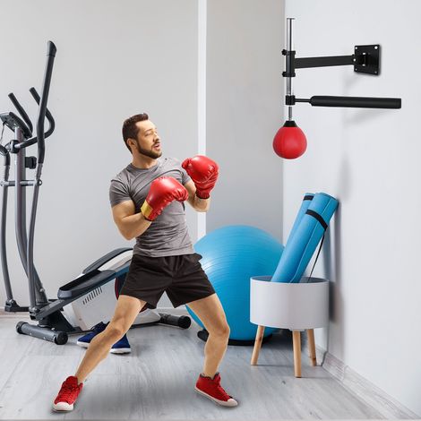 Boxgestell mit Speedball & Reflexstange, Wandmontage, höhenverstellbar, Schwarz/Rot