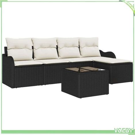 Ensemble canapé de jardin - FAFEICY - 3345667 - Noir - Polyrotin - Modulable (1/5)
