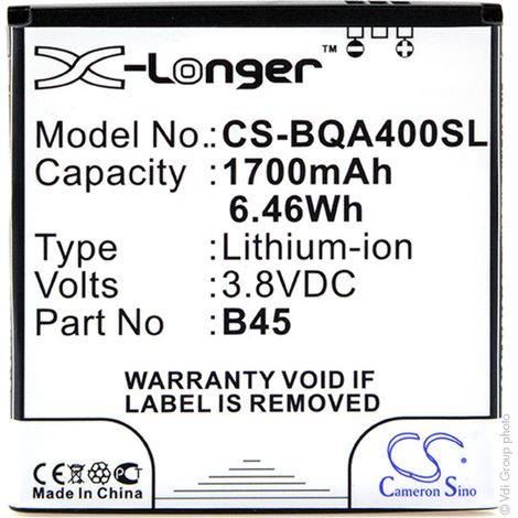NX - Batterie téléphone, smartphone, GSM pour BQ 3.8V 1700mAh - B45BT-1500-252BT150025 (1/4)
