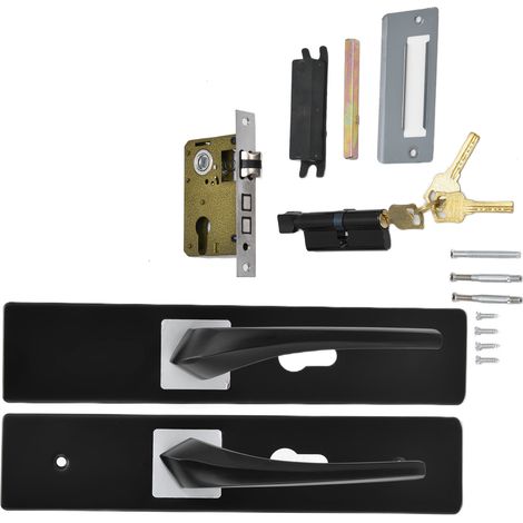 Poignée de porte noire, simple et silencieuse, universelle pour la maison, pour porte de chambre ou de salon. (1/5)