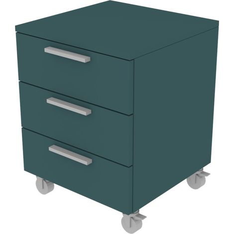 Cassettiera 3 cassetti - Design moderno, chiusura rallentata - Verde Petrolio