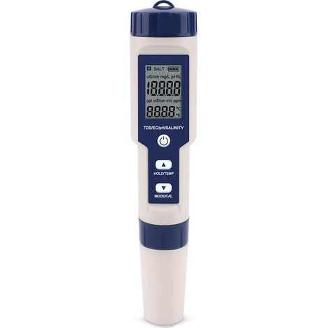 Medidor digital de calidad del agua 5 en 1 con mediciones de TDS/EC/pH/salinidad/temperatura. (1/5)