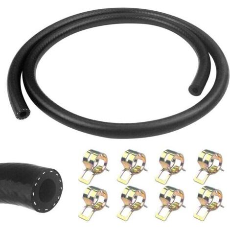 Tubo carburante da 1 metro, diametro interno 6 mm, tubo per gasolio con 8 fascette, adatto per camion, auto, trattori o piccoli motori.