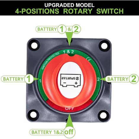 Spurtar Interrupteur de batterie Coupe Batterie 12V 24V 48V Coupe Circuit Batterie pour Bateau Camion Voiture Tracteur Autobus Caravane