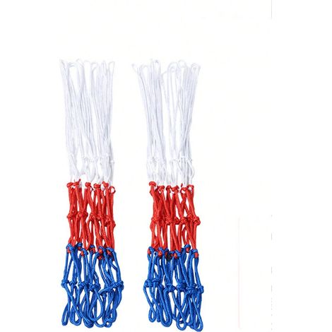 1Pcs Filet de basket-ball renforcé et durable, Filet de panier rouge et blanc pour sport, gymnase, court extérieur, parc et entraînement (blanc, rouge et bleu) (1/5)