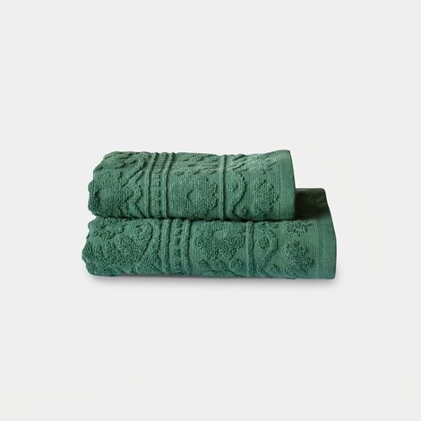 Coppia asciugamani in spugna jacquard bagno Brio - Verde (1/3)