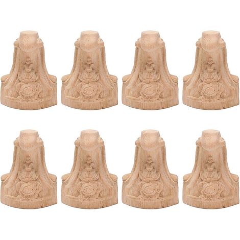 Huit pieds de meubles en bois massif sculpté de style européen, de 10 x 6 cm, adaptés aux meubles TV, chaises, etc. (1/5)