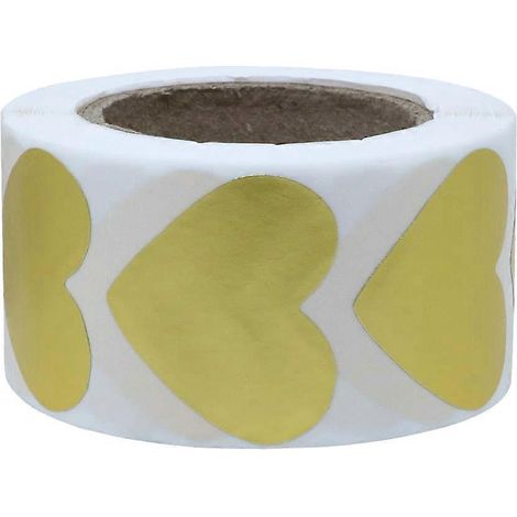 1 rouleau/500 autocollants en forme de cœur doré - Étiquettes commerciales, étiquettes alimentaires, autocollants de remerciement pour biscuits, boulangerie, bricolage-2.52.5cm-Golden (1/2)