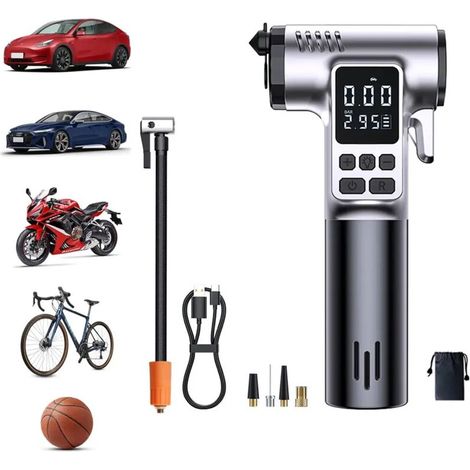 Compresseur Pneus Voiture,Compresseur d'air portable avec Arrêt Automatique,Affichage Numérique LED, Batterie Rechargeable USB pour Voiture Moto (1/5)