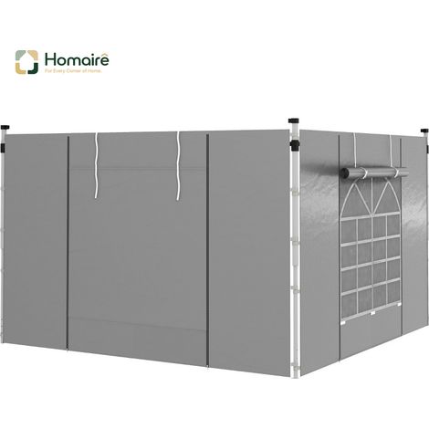 HOMAIRE Pavillon-Vorhänge 2er-Set Hellgrau für 3x6m oder 3x3m Gartenpavillons mit Fenstern und Türen
