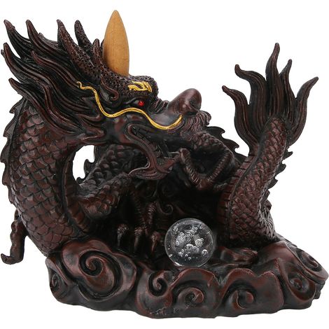 Brûleur d'encens à reflux, Brûleur d'encens à reflux en bois de santal, motif dragon chinois, Ornement de décoration intérieure (1/5)