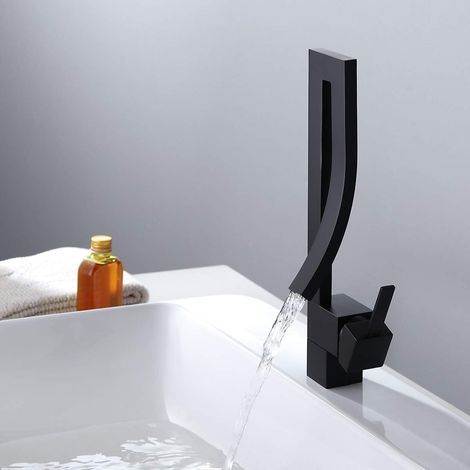 Grifo monomando para lavabo de baño, grifo negro para lavabos, diseño moderno y creativo, maneta monomando, lavabos monomando. (1/5)