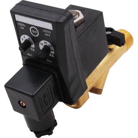 1 - Électrovanne - Vanne De Vidange - Minuterie Réglable Pour Compresseur D'air - Gestion Des Condensats - Laiton - Noir - 1/2" (1/5)