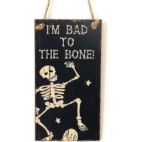 Décorations d'Halloween à suspendre : étiquettes, pendentifs en bois en forme de crâne de fantôme, panneaux à accrocher à la porte, « Joyeux Halloween 2024 », artisanat en bois.