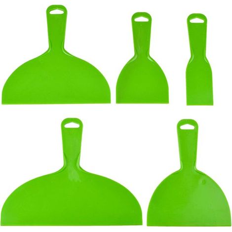 Spatules de peintre - 5 pièces - Grattoir à lame de spatule pour lisser la colle et le plâtre - Plastique - Colles et mastics de lissage - Outils de bricolage pratiques - Couteau à mastic - Ruban adhé (1/5)