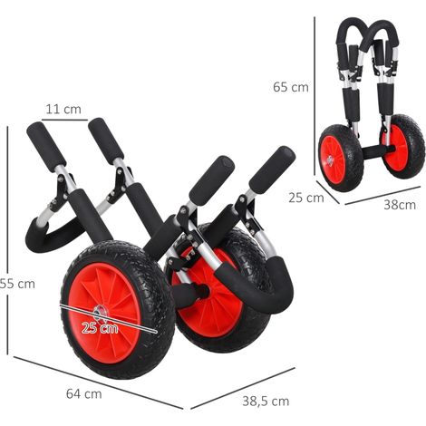 Voiturette de surf pliable aluminium,charge jusqu’à 45kg,assise rembourrée simili cuir,adaptée au transport de planche de surf et bateau. (1/5)