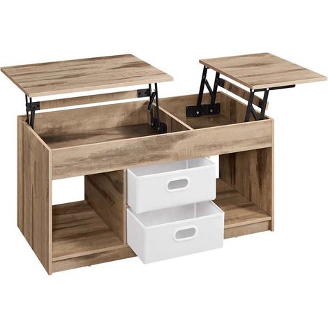 Tavolino da caffè con piano sollevabile 2 cassetti e scomparti nascosti scomparti aperti per soggiorno ufficio in casa marrone 120007928
