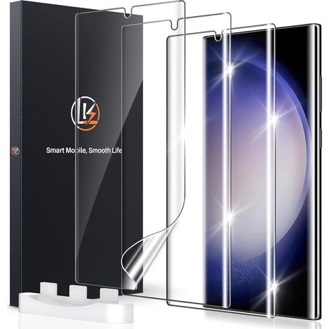 Protection Ecran Compatible avec Samsung Galaxy S23 Ultra, 3 Pièces, TPU Film Protection Écran,HD Clair Doux Transparent Film de Protection d'écran (1/5)