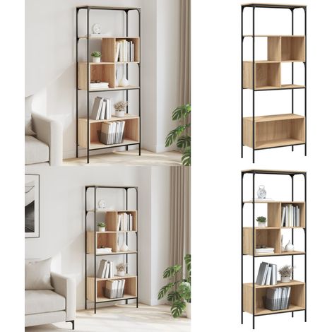 Bibliothèque 5 niveaux chêne sonoma 76x33x188,5 cm - Bibliothèque Murale - Bibliothèque Design - Étagère Bois - Meuble Rangement - Bibliothèque Moderne - Home & Living (1/5)