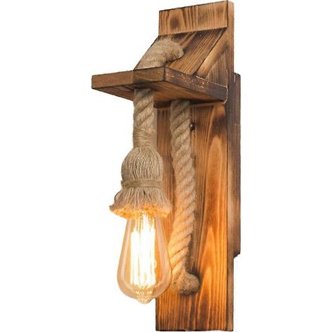 Applique murale en bois et fer forgé, applique murale d'appoint pour salon, lumière chaude 2700K, lampe de chevet (1/5)