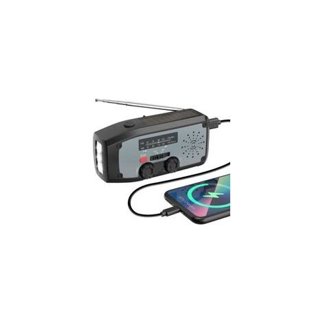 Radio Solaire d’Urgence, Radio à Manivelle Auto-alimentée avec Batterie Rechargeable 2000mAh, Météo AM/FM avec Lampe de Poche LED, Alarme SOS pour Camping Randonnée Le Chargement d’Urgence