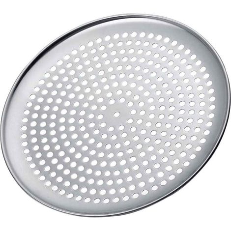 Plaque à pizza ronde en acier inoxydable de 40 cm (16 pouces) avec trous, antiadhésive, pour four et extérieur, en maille métallique - Compatible avec les ustensiles à pizza (1/5)