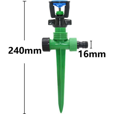 (B)Micro arroseur de jardin avec filetage 1/2 pouce, support en plastique, rotation à 360 degrés, buse d'arrosage et d'irrigation pour jardins, pelouses et exploitations agricoles (1/5)