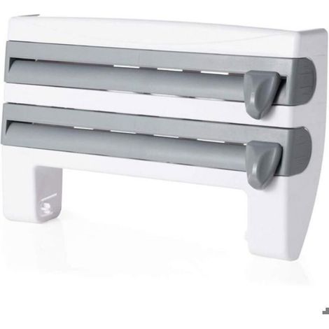 Porte-Papier Toilette Mural - 4 En 1 Avec Compartiment Film Alimentaire Et Papier Aluminium - Espace Pour Pots À Épices - Gris - 1 Pièce (1/5)