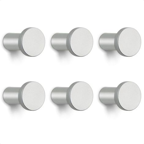 Silver Wall Coat Rack, 6-Piece Minimalist and Durable Wall Hanger, Multi-Purpose Coat Rack, Coat Hooks for Entryway, Bedroom, Bathroom, Screws Included