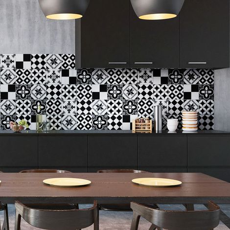 Sticker Mural Carrelage adhésif Cuisine Salle de Bain - 30 STICKERS CARREAUX DE CIMENT AZULEJOS MARINIRA - 30stickers20x20cm (1/5)