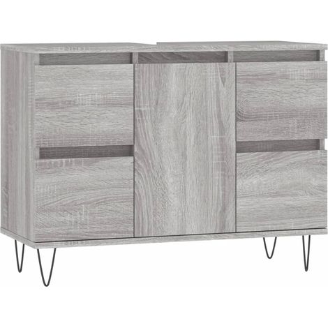 Armoire salle de bain,Meuble de Rangement Toilette sonoma gris 80x33x60 cm bois d'ingénierie -93459 (1/5)
