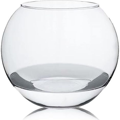 durchsichtige Glaskugel-Aquarium, Durchmesser 23,9 cm, Höhe 20 cm, Sockel 16 cm, zur Tischdekoration und für Blumen (1/2)