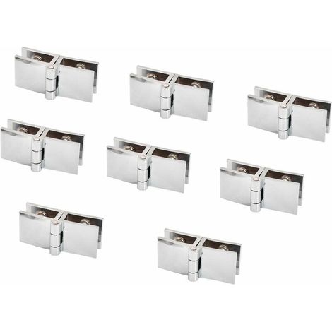 Green Mobility-Charnière pour meuble,Lot de 8 charnières de porte en verre, 5 mm à 8 mm, pince rectangulaire réglable pour porte d'armoire, porte en verre à 180 degrés (1/4)