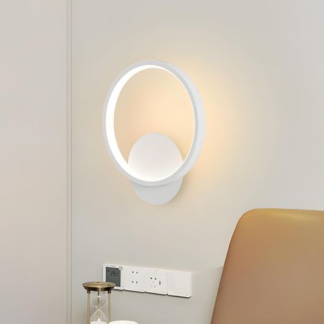 Aplique de pared LED para interiores, 12 W, 1400 lúmenes, lámpara de pared moderna, tres modos de temperatura de color: 3000 K/4000 K/6000 K, luz blanca redonda para dormitorio, sala de estar, pasillo (1/5)