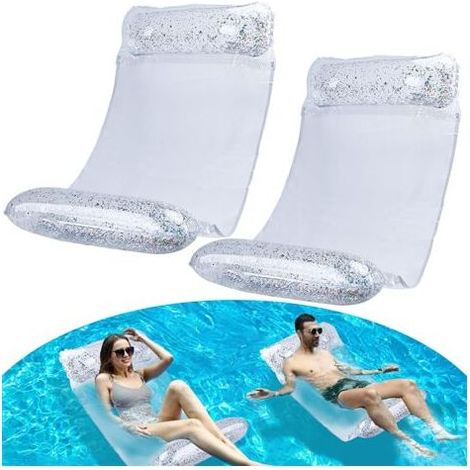 Lot de 2 Hamac pour Piscine, Matelas Gonflable Piscine, 4 en 1 Accessoires de Hamac d'eau,Hamac Flottant Piscine,Matelas Filet Piscine Adulte (1/5)