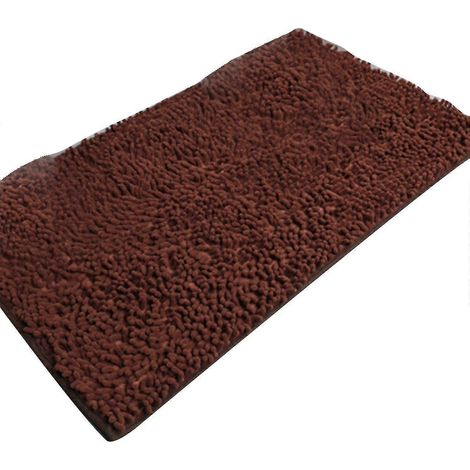Tapis de bain en chenille douce, moelleuse et confortable, super absorbante et épaisse, antidérapante-Coffee (1/5)