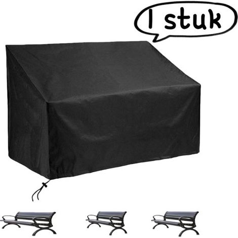 1 Stück Möbelabdeckung Regen und Staubschutz für Gartenbank, schwarz Sitzbezug für Terrassenbank winddicht, UV Schutz 3 Sitzer, 163 x 66 x 89 cm (1/5)