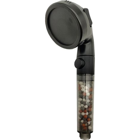 (Douche B) Pommeau de douche à billes minérales, 3 jets, haute pression, avec interrupteur marche/arrêt, filtre, économie d'eau, accessoires de salle de bain (1/5)