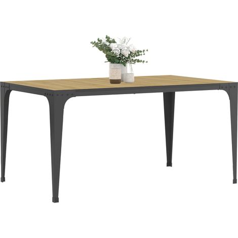 Tavolo da pranzo rettangolare NELLY 8 persone legno e nero design industriale 150 cm (1/5)