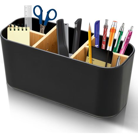 Organizzatore da scrivania, organizer per trucchi, portapenne, portablocco da scrivania, telecomando TV, portapenne da scrivania multifunzionale, accessorio da bagno, portapenne da scrivania (nero, gr (1/5)