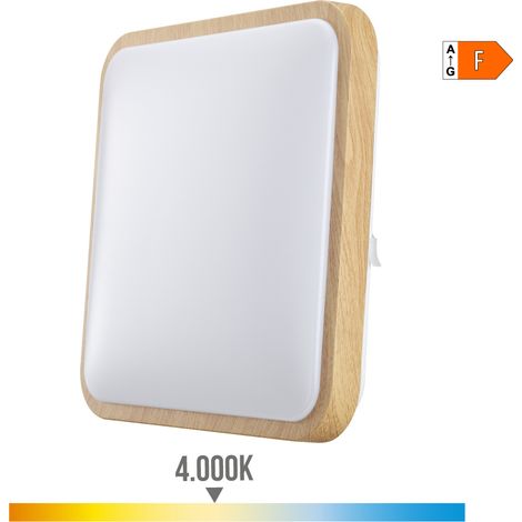 Plafonnier LED carré 18w 1820lm 4000k 33x33x7cm effet bois EDM (1/4)