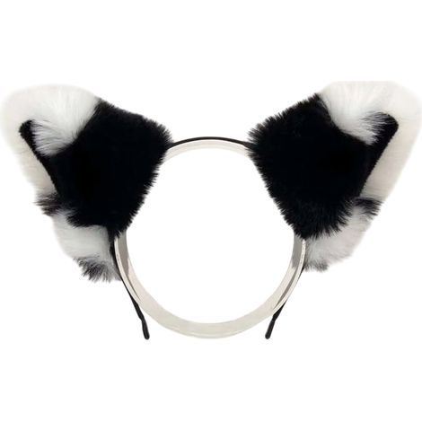 Niedliches, flauschiges Katzen-Fuchsohren-Cosplay-Anime-Fell-Stirnband – Schwarz und Grau (1/3)