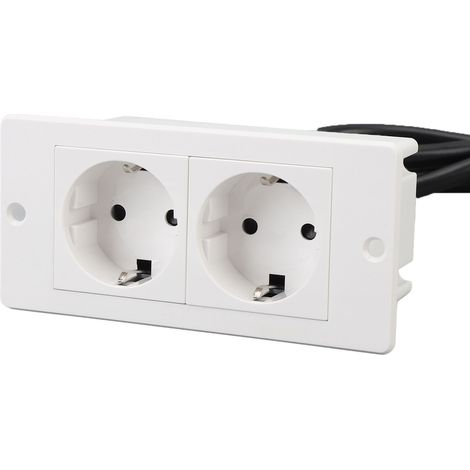 Prise encastrée bureau avec 2 prises électriques, multiprise récessée sans fil pour maison bureau étude (1/5)