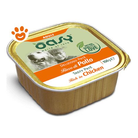 Oasy Dog Delizioso Patè Adult Pollo  - Oasy Dog Delizioso Patè Adult Pollo - Vaschetta Da 150 Gr