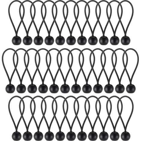 35 boules élastiques noires (20) Corde élastique pour bâche, crochet élastique portable et durable pour bannières, bâches, tonnelles, tentes, idéal pour le camping et la navigation de plaisance (1/4)