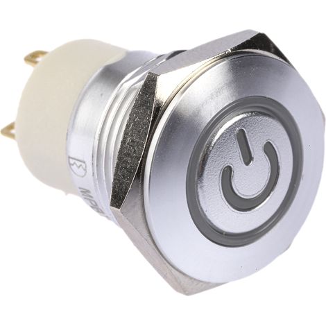 Bouton-poussoir, Verrouillable lumineux, LED Bleu, Unipolaire à une direction, 2 A, Montage panneau (1/3)