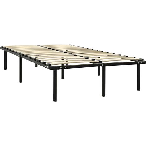 Bed Frame  Black  Metal, poplar wood  Double  Heavy Weight Endurance vidaXL