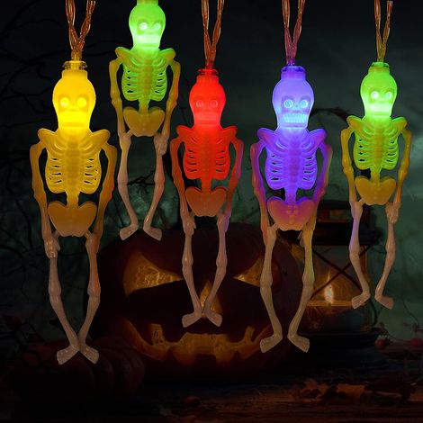 Halloween-Skelett, mehrfarbige LED-Lichterkette, 1,5 Meter, 10 Lichter, batteriebetrieben, dekorative Party-Lichter für den Innenbereich (1/5)