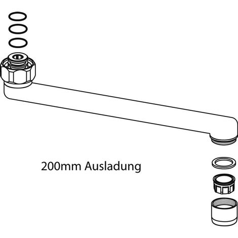 IS Rohrauslauf 200mm, für Wand-Küchenarmatur, Chrom